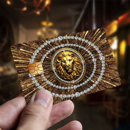 Luxurious Golden Lion Head Pattern Stickers, Including 4 Unique Designs, Durable Privacy Stickers Made of PVC Material, Suitable for Credit Cards, Transit Passes, Debit Cards, Keys, and More Uses, Protects Bank Cards, Perfect