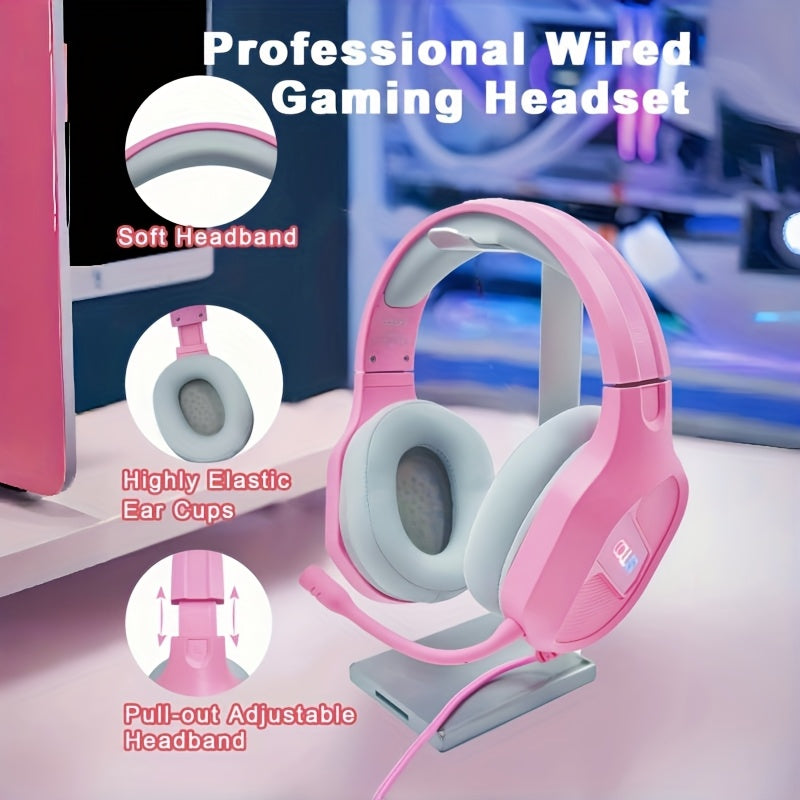 Colusi Wired Gaming Headset with Microphone, PS4/PS5/Xbox/Switch/Laptop Compatible, Low Latency Surround Sound, Noise Isolating Closed-Back Headphones, - Plug & Play, Volume Control & Adjustable Headband for PC Gaming