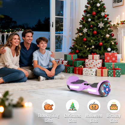 All-Terrain Purple Hoverboard For Kids Teens Adults - 300W Motor, 8.5mph, 220lbs Capacity, 15° Climb, 3H Quick Charge.Christmas Gifts, Thanksgiving Gifts, Halloween Gifts