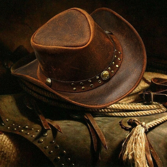 Men and Women Brown Genuine Leather Cowboy Western Hat for Outdoor Riding, Ranch Work, Country Style Outfit, Festival Party Look, Christmas Gift Choice, Thanksgiving Outfit Accessory, Black Friday Hot Deal, Stage Performance