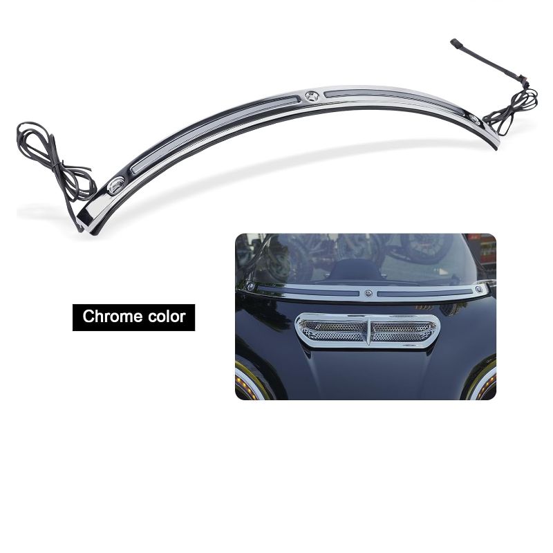 Running Turn Signal Windshield Windscreen Trim Fit for Harley 2014 Touring Electra Glide Street Glide Ultra Limited (Chrome Windshield Trim, LED Running/Turn Signal, Smoke Lens)