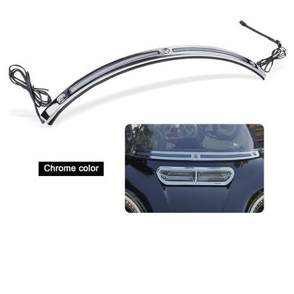 Running Turn Signal Windshield Windscreen Trim Fit for Harley 2014 Touring Electra Glide Street Glide Ultra Limited (Chrome Windshield Trim, LED Running/Turn Signal, Smoke Lens)