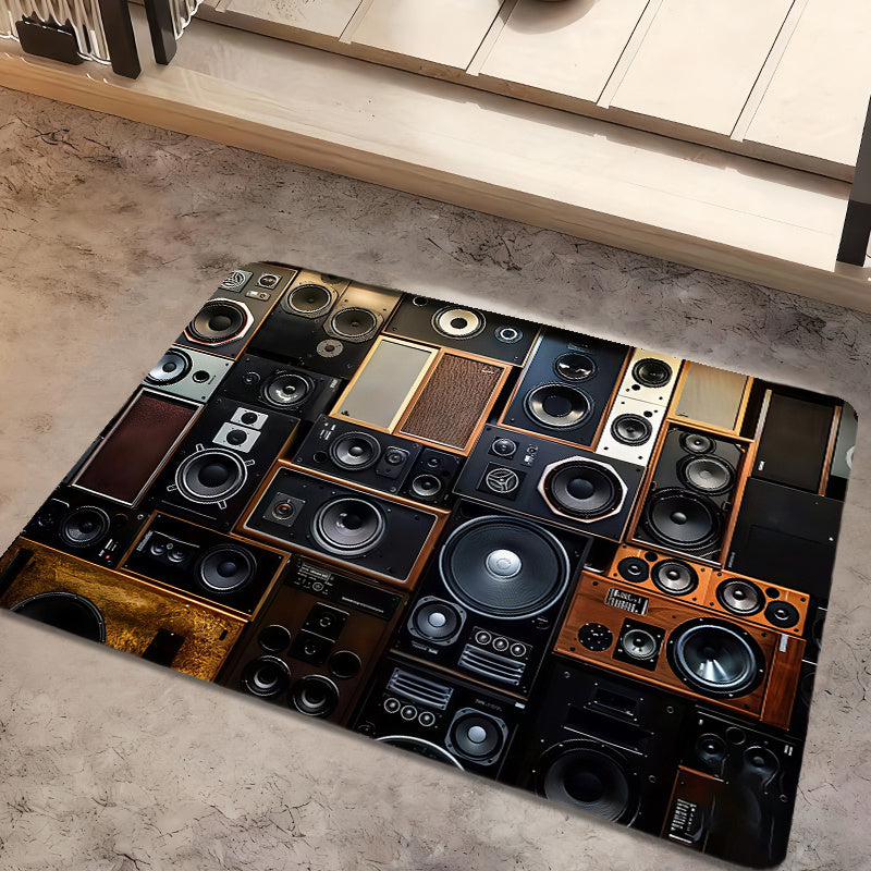 2D Flat Diatom Mud Mat1pc High-end Diatom Mud Music Speaker Design Mat, Non-slip Floor Mat, Tapestry, Yoga Mat, Machine Washable and Colorfast, Suitable for Living Room, Bedroom, Bathroom, Kitchen, Study, Computer Room, Indoo