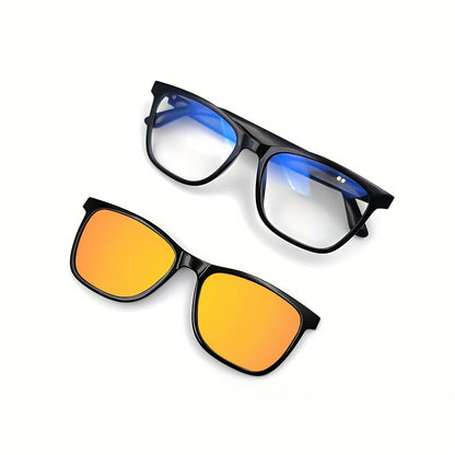 Smart Glasses with Magnetic Frame, 3 Lens Colors, Built-in Microphone, HD Calling, HiFi Music, Touchpad Control, TWS Technology, Compatible with iPhone/ Android, AI Voice Assistant, USB Charging, Non-Waterproof, Ideal for Out