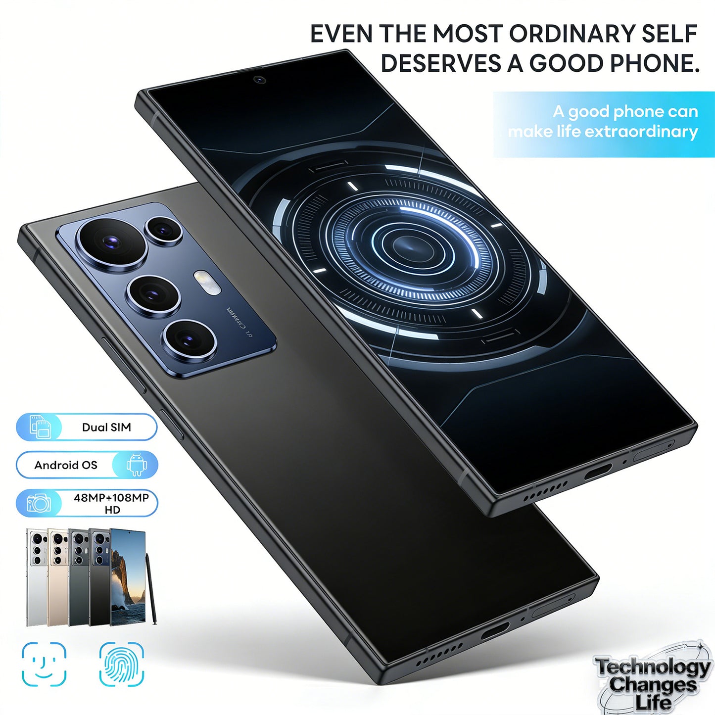 2026 New S25 Ultra Android Smartphone | 6.8-Inch 5G Unlocked Android 14 Smartphone with 12+512GB Storage Options, Facial Recognition, Phone Case, Screen Protector, Headphones, And Charging Cable | Ideal for Daily Use, Travel,