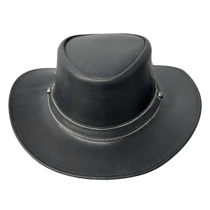 Black Western Style Genuine Cowhide Cowboy Hat – Shapeable Wide Brim for Men & Women