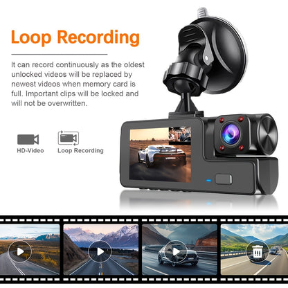 FHD 1080P Front And Rear Dual-Lens Driving Recorder, Car Driving Recorder, Car Camera Infrared Night Vision Function, 170° Wide-Angle Car DVR Camera Loop Video Gravity Sensing Car Dashboard Video Camera, Automotive Parts Tac