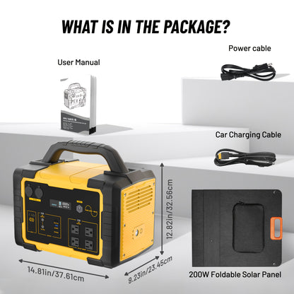 1800W Portable Power Station with 200W Solar Panel, 1024Wh LiFePO4 Battery & 1.2H Fast Charging, UPS Backup, 4 AC Outlets/100W USB-C - Solar Generator for Home, RV, Camping, Off-Grid Power, Lithium-Free Battery (Compatible wi