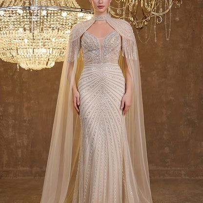 Sequined Lace Fringe Off-shoulder Bustier Elegant Sexy Mermaid Evening Gown
