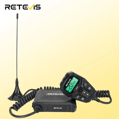 Retevis RA86 GMRS Mobile Radio with Antenna, NOAA Weather Alert, Repeater Channels, Dual Speaker, Off-Road Overlanding for JEEP Tractor Gear, Long Range Two-Way Radio with Integrated Microphone, Emergency Communication, Rugge