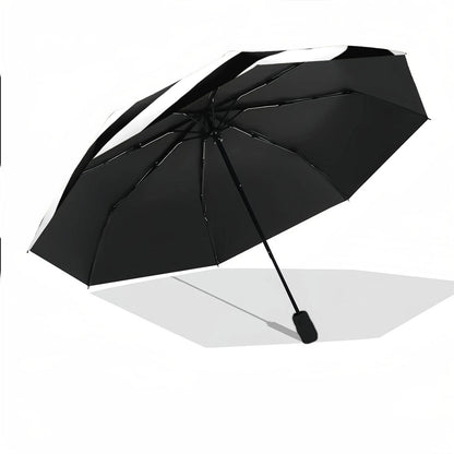 Automatic Folding Umbrella with Black & White Spiral Design - 8-Rib Automatic Open/Close, Portable Collapsible Compact Umbrella with Ergonomic Handle & Windproof Canopy for All-Season Use, Casual Outdoor Travel, Christmas/Bir