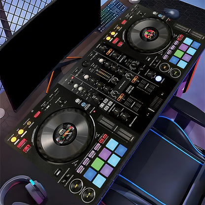 Extra-Large DJ Mixer Gaming Desk Mat - 35.4"x15.7" (90x40cm) Non-Slip Music Production Station with DJ Equipment Layout, Keyboard & Mouse Pad for Home Studio, DAW Control, Ideal Gift for DJs & Music Producers - Vibrant DJ Set