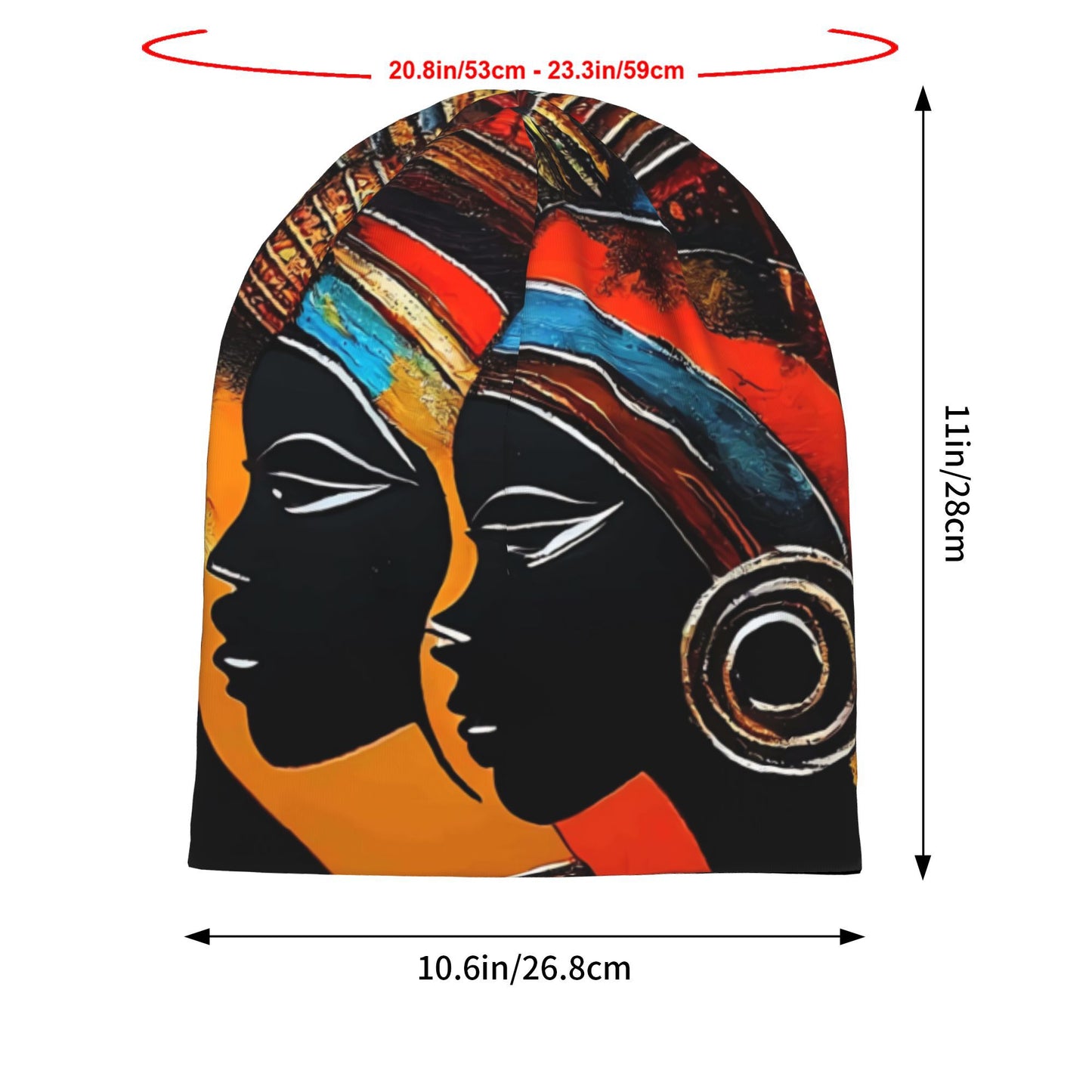 BIIHUDU African Tribal Women & Men's Beanie Hat - Unisex Boho Bonnet with Ghanaian/ Nigerian/ Maasai Patterns, Black/Orange/Red/Blue/White/Teal/ Golden/ Brown/ Turquoise - Cultural Headwear for Parties & Everyday Style, Beani