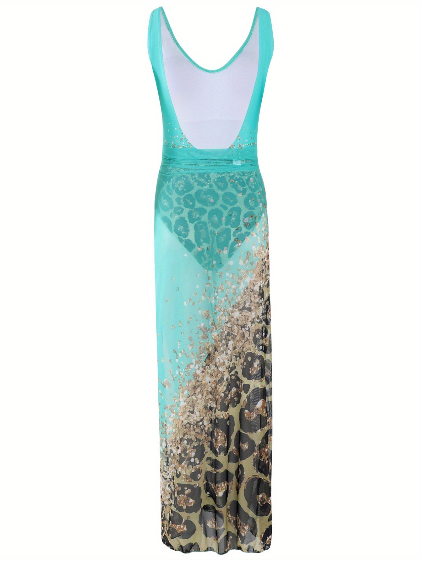 Lake Green Limited Edition Leopard Print One-Piece Swimsuit + Leopard Print Wrap Skirt