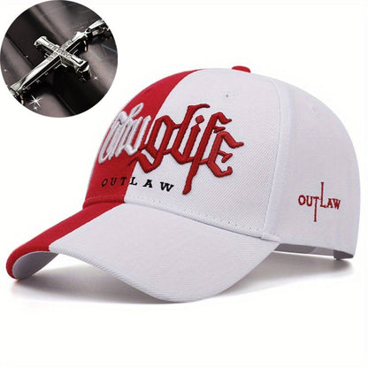 Two-piece "one hat and one decorative necklace" combination, new youth hip-hop baseball cap, exquisite embroidery adjustable lightweight and breathable travel, travel, size, and holiday gifts best choicesuitable for men and w