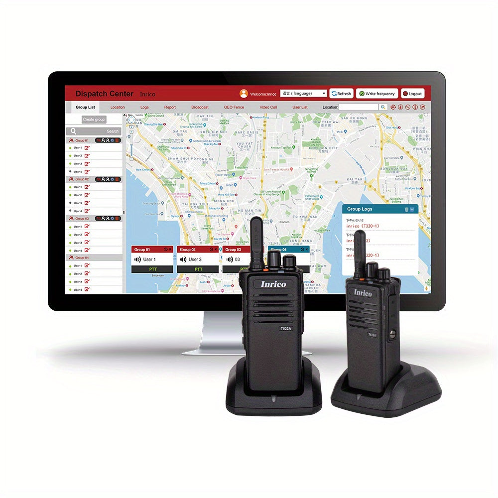 2pcs 4G LTE Zello Network Radio Ptt Walkie Talkie GPS WIFI Android Walkie Talkie Inrico T522A