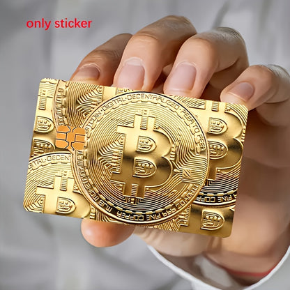 Golden Bitcoin Eye-Catching Stickers for Bank Cards, Credit Cards, Debit Cards, Transit Cards, and Room Key Cards, Key Card Decor, Trendy Embellishments, Decorative Labels, Travelers, Card Collectors