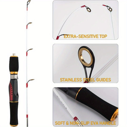 All-in-One Fishing Rod and Reel Combo with Backpack, Chair, Lures & Accessories - Spinning Reel Heavy-Duty Fishing Gear Set with Fast Action Tip, Medium-Light Power, Left-Hand Retrieve, Pre-Spooled Line & Color-Coded Lures fo
