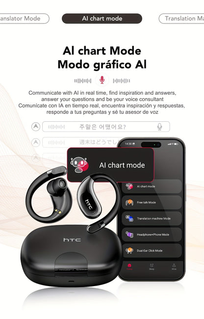 [HTC NE22 | Open AI] HTC NE22 Open AI Translation OWS Headphones | 135 Languages | Face-to-Face Dual Voice | HIFI High-Quality Sound | Built-in Mic | Global Travel & Negotiation