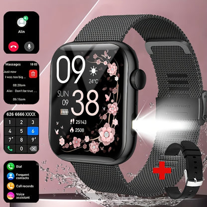 COIUSOR New Fashionable Sports Smartwatch, 1.85-inch HD Screen, Built-in LED Flashlight, Supports Wireless Calling, Real-Time Reminders for Calls, SMS and E-mails, Multi-Language System Support, Compatible with iOS and Androi
