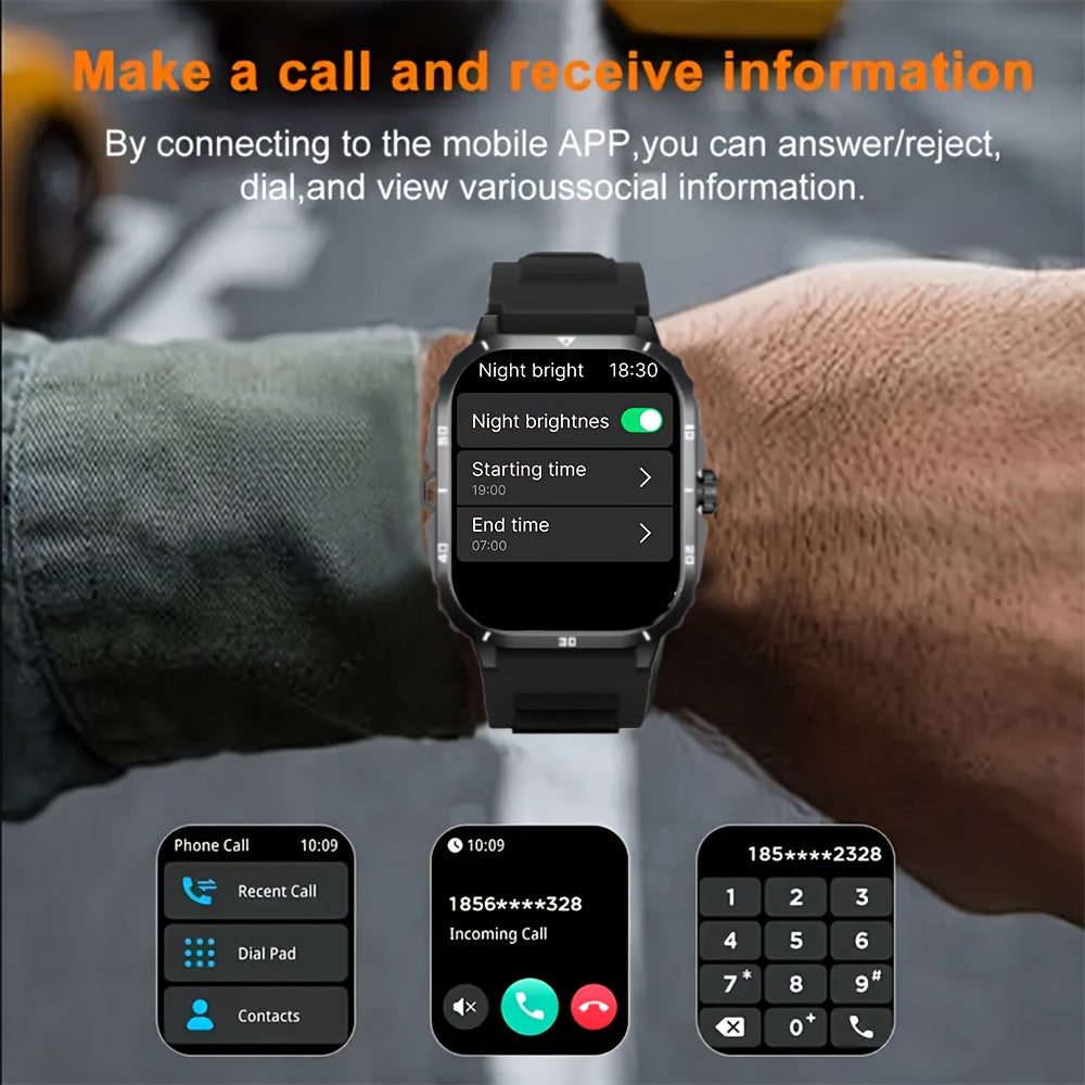 [GREENPORT Smartwatch 2025] GREENPORT Smartwatch 2025 | Call/Answer, LED Display, Weather, Pedometer, Fitness Tracker | USB Rechargeable, Android & iPhone Compatible, Men & Women, Holiday Gift, Sports Watch, Digital Display,