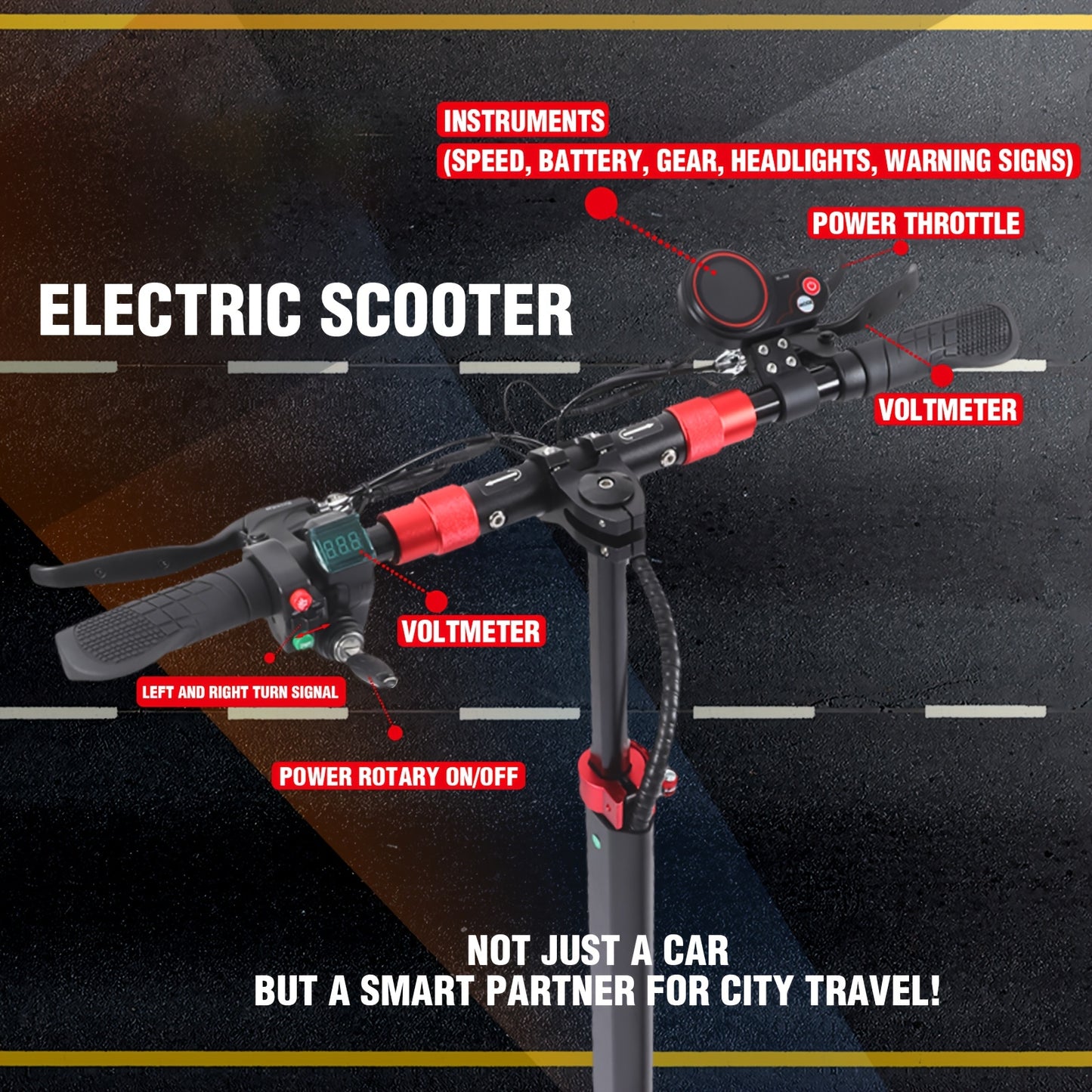 Foldable Electric Scooter with Detachable Seat & 10" All-Terrain Vacuum Tires - 48V15Ah/55KM Range, 50KM/H Speed, Dual Disc Brakes, Heavy-Duty e-Scooter for Off-Road, Commuting, Hills - Global Voltage ( Plug)