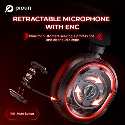 Wireless Gaming Headset with 7.1 Surround Sound, 2.4GHz USB Wireless Gaming Headphones, 100H Battery, Wireless 5.4, ENC Noise Canceling Mic, RGB Light, Wireless Headset for PC PS5 PS4 Mac Switch