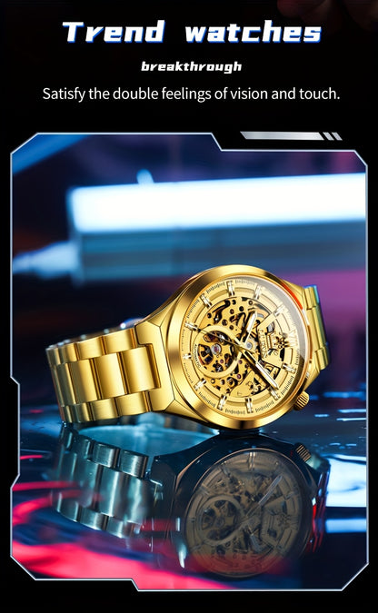 OLVES Stainless Steel Automatic Mechanical Watches For Men Luxury Top Brand Business Fashion Men'S Watches New Trend Classic Original High Quality Best Selling Men'S Wrist Watches, Without Battery