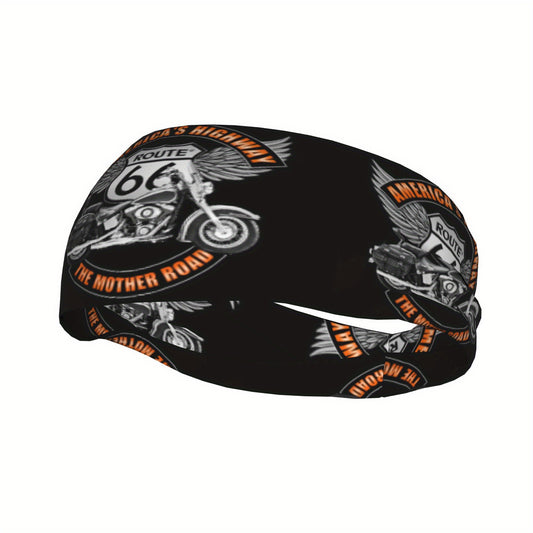 Hygroscopic Exercise Headband for Motorcycle Sports on Route 66