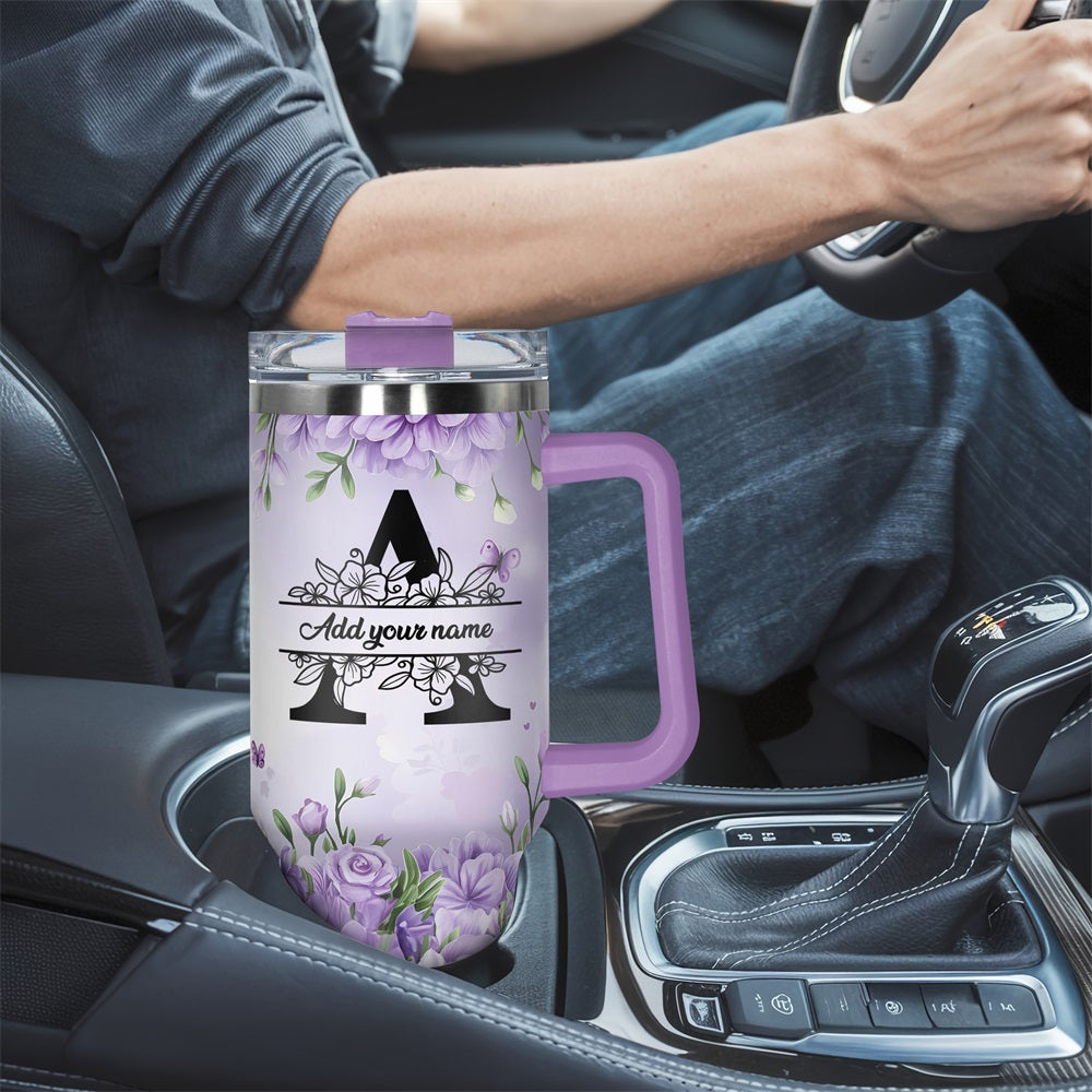 1pc Personalized Name & Motivational Quote Tumbler 40oz with Lid - Custom Stainless Steel Cup, Insulated for Hot/ Drinks, Custom Name/Date/Message Gift for /Men, Birthdays, Christmas, Valentines, Teachers, Coworkers
