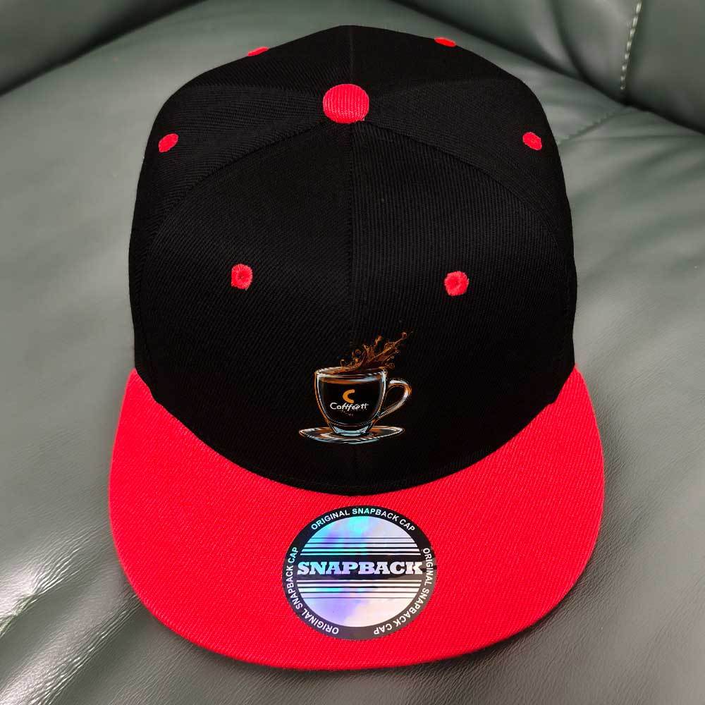Men'S Snapback Hat - Lightweight Snapback Cap with Red & Black Two-Tone Design, Coffee Cup Graphic - Christmas Gift for Men, Everyday & Formal Events - Machine Washable Polyester Hat, Casual Headwear, Sporty Headgear, Durable
