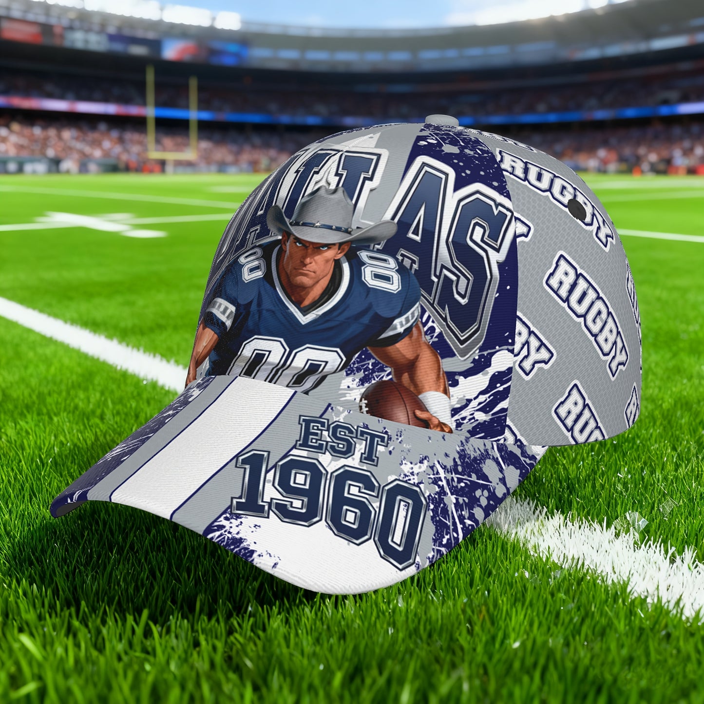 Dallas Cartoon Baseball Cap with an Adjustable Brim, Designed for Everyone, Featuring a Curved Brim, Ideal for Year-Round Use, Perfect for Outdoor Activities And Sun Protection for Enthusiasts