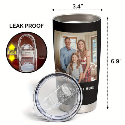 Customizable Coffee Mug Featuring a Photo, Available in 20 Oz, 30 Oz, And 40 Oz Sizes, Made of Stainless Steel with Vacuum And a Lid. an Ideal Personalized Christmas Present for Loved Ones.