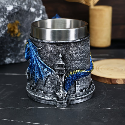 1pc Dragon-Shaped Stainless Steel Coffee Mug, 15.2oz Insulated Reusable Cup with Polka Dots, Hand Wash Only, Multipurpose for Adults, Ideal for Christmas, Halloween, Easter, Hanukkah, Thanksgiving Gifts