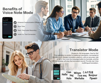 Ai Translation Smart Glasses, Multi-functional Audio Glasses Support 160+ Languages Translation, Built-in Microphone And Speaker, Music Playback And Voice Call, Photochromic Lenses, Suitable for, Driving, Relaxing And Daily O