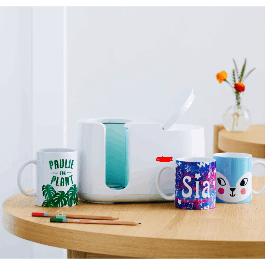C.ri.cut Mug Press™, Portable Heat Press, Mini Heat Press Machine, Portable, 3 Modes, Adjustable Temperature Control, Compact Design for DIY Projects, Portable Electric Heat Press Machine, Ideal for Crafts & Fabric, Include