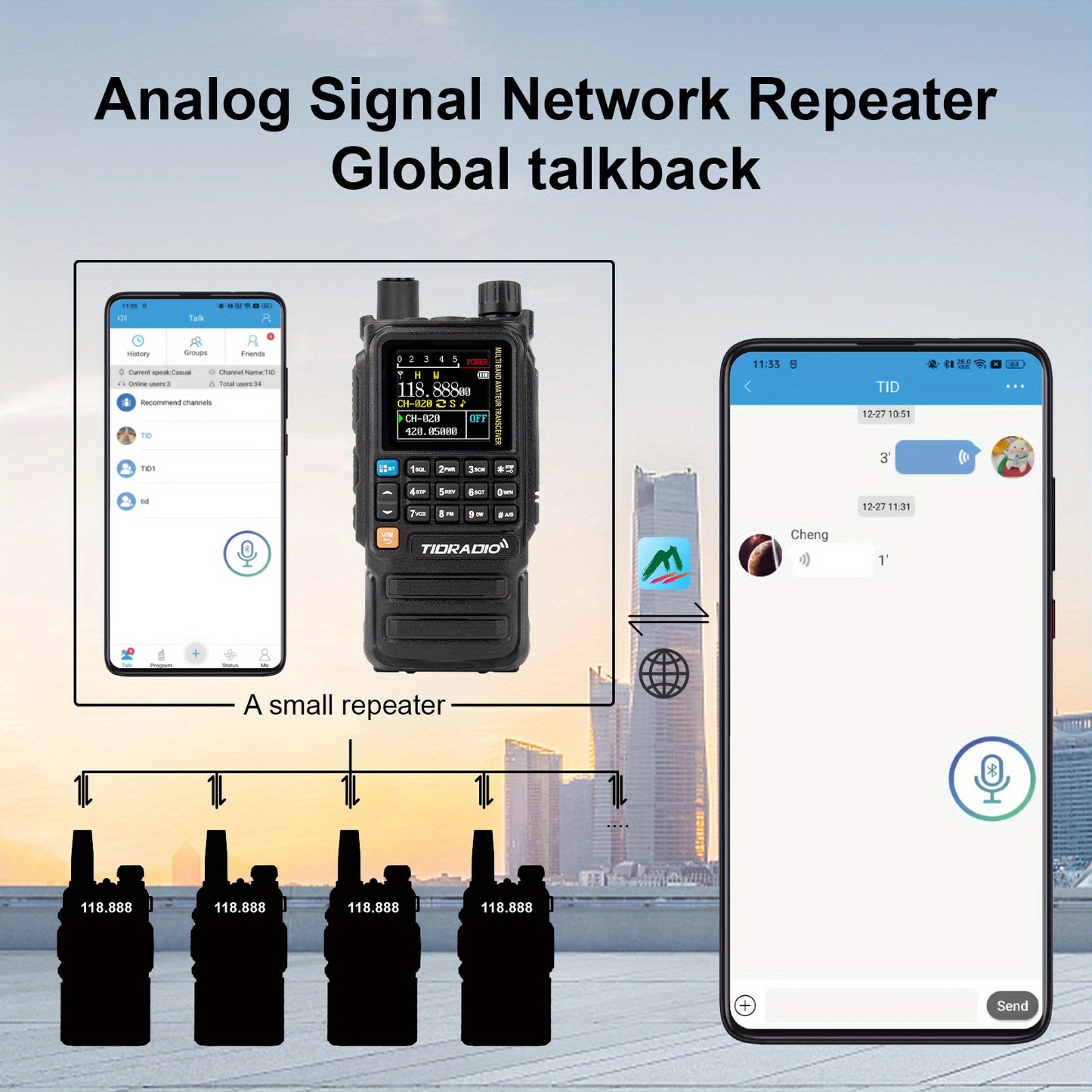 TIDRADIO H3 PLUS | Ham Radio Multi-Band Two-Way Radios with AM/ FM & Wireless Headset Compatibility | 5000km Long Range Walkie Talkies for Camping & Emergency