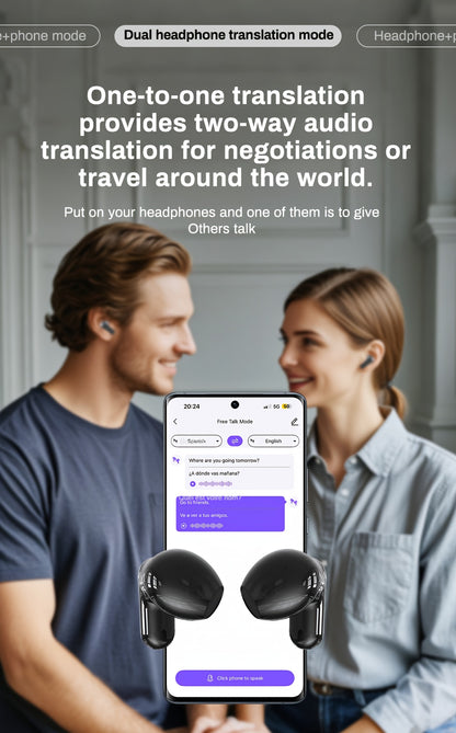 HTC NE20 AI AT WS Wireless Translator Earphones 6.0 Supports 134 Languages Real-time Translation with Screen Earphones Suitable for Sports, Running and Work, HIFI Earphones, Work Headphones, Sports Earbuds, Ergonomic Fit, Lig