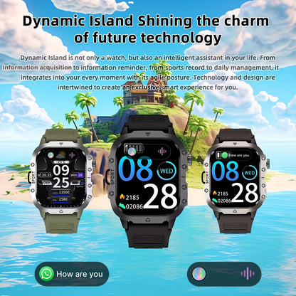 New Smart Watch 2.01 inch Large Screen LED Flashlight Outdoor Sports Watch Altimeter Barometer 100+Sports Mode Multimedia Information Viewing Weather Pedometer Fitness Tracker Compatible with Android for iphone Perfect Holida