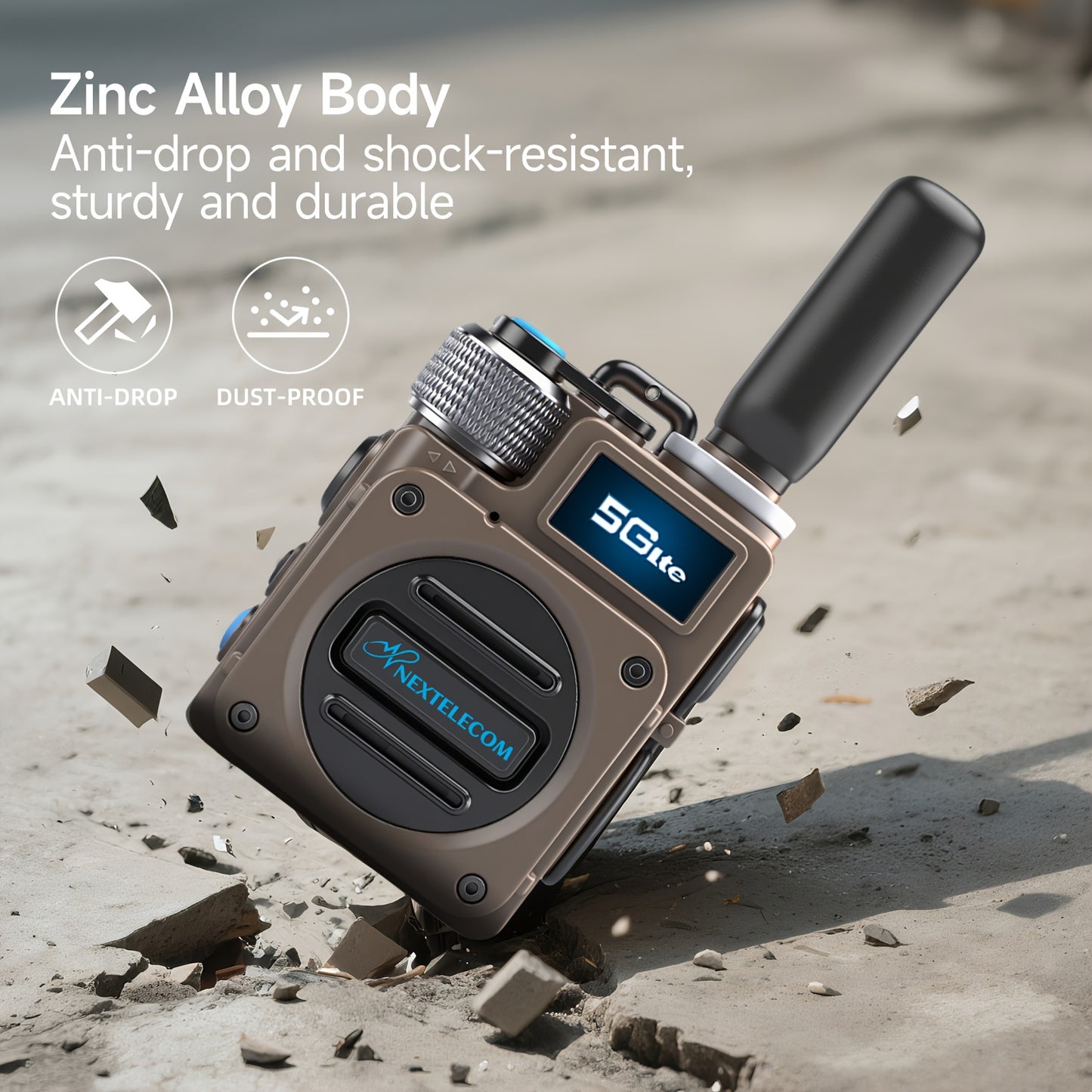 G6S Global POC Walkie-Talkie - Ultra Long Range, 5000+ Miles, Two-Way Radio With SIM Card, Multi-Function Walkie-Talkie, Clear Communication, Aluminum Alloy, Khaki, Great For Outdoor Adventures And Professional Use