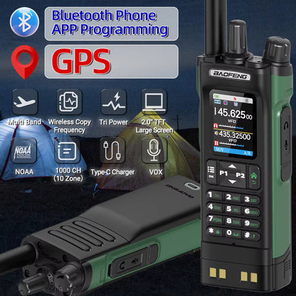 Baofeng UV-32 10W GPS Two-Way Radio, U/ V Cross-Band Repeater, NOAA Weather Alert, Long Range UHF Handheld Walkie-Talkie Suitable for Hobbyists, Outdoor Activities, Camping, Hiking, Emergency Communication Equipment, Camping