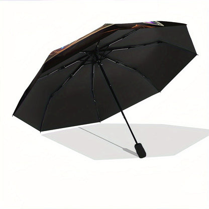 Automatic Opening/Closing Umbrella with Celtic Knot Design - Automatic Folding/Opening, 8-Rib Windproof Construction, Golden/Green/Blue/Purple/Black/Orange/Red/White/, Compact Travel Umbrella for Women/Men, Celtic Knot Patter