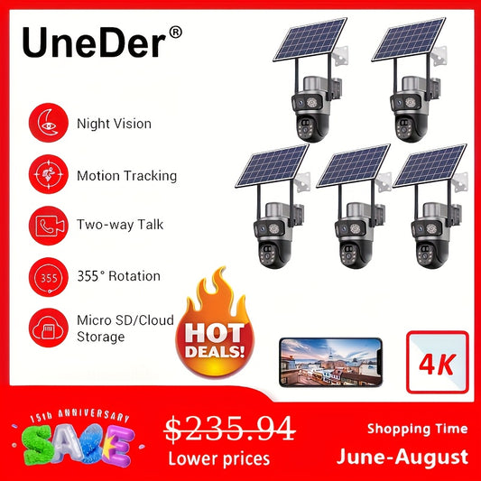 5pcs Solar-powered Security Cameras That See Every Detail For Your House, 314.96inch Ultra HD Crystal Day & Night, 2.4G Long-Range WiFi Never Miss Connection, Smart Night Vision Automatically Active In Dark, Instant 2-Way Tal
