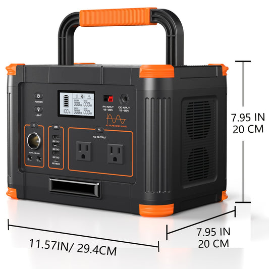 500W 519Wh Portable Power Station, Solar Generator & Lithium Battery Power Bank with 2x 110V AC Outlets,5 Overload & Overheat, Compact & Lightweight for RV, Camping, Home Backup, Outdoor Adventures - Solar, Quiet Operation, M
