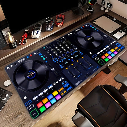 1Pc 2D Print, Blue DJ booth mouse pad and desktop pad - anti-slip rubber base, suitable for PC, laptop, office and gaming Settings - suitable for gaming and office use, durable desk pad, Ideal gifts for birthdays, Christmas a