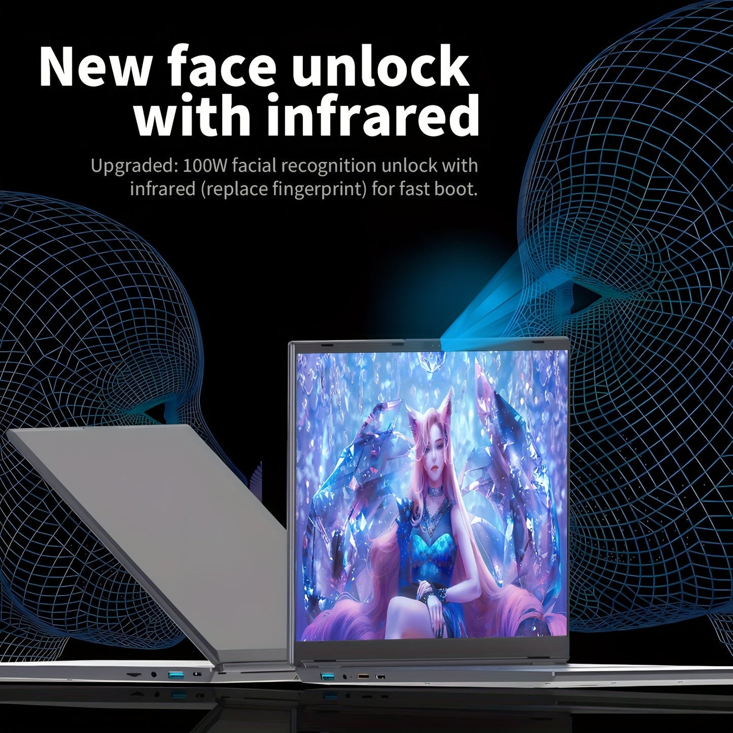 16" Touchscreen Business Laptop | Intel Core i3, 3.0 to 3.6 GHz, 16GB/32GB RAM, 480GB/960GB SSD, RGB Color Backlit Keyboard, Face Recognition, 5000 mAh Battery, American-style Plug