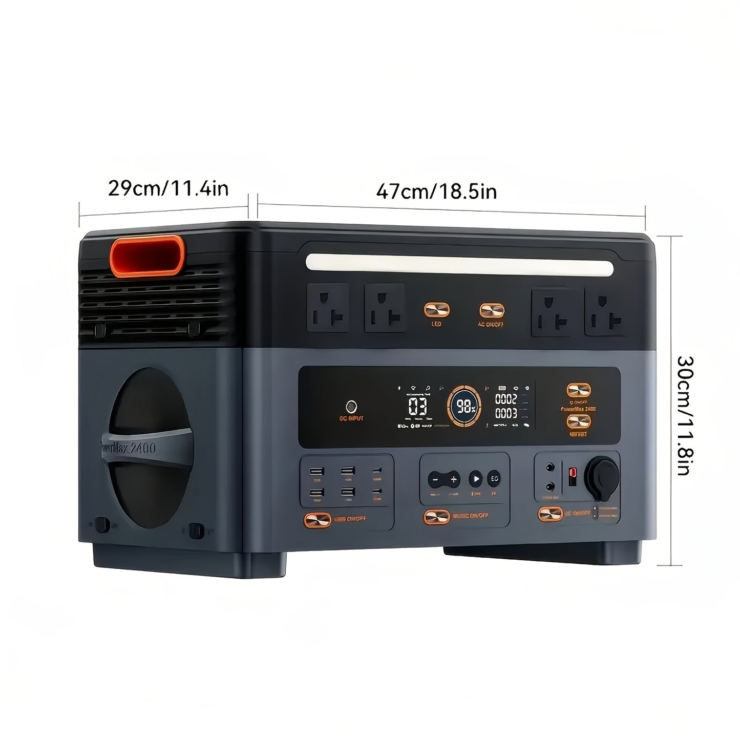 OSCAL 1872Wh Solar Generator 2400W(4800W Peak) LiFePO4 Portable Power Station PowerMax 2400 Full Charging, APP Control Battery Backup For Home, Camping & RVs With Solar Charger