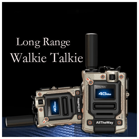 2-pieces AllTheWay metal color long-distance global walkie talkie, two-way communication, ultra long battery life, equipped with 1 SIM card per unit, 2G/3G/4G/5G, 5000KM extended distance, suitable for work site and long-dist