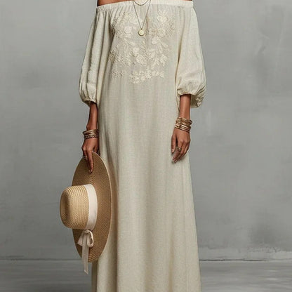 2026 Elegant Floral Off-Shoulder Long Vacation Dress