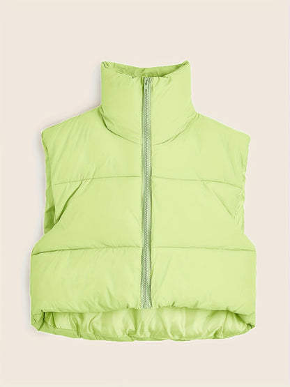 Women'S Sleeveless Vest - Vibrant Pink Slim-Fit Alternative Coat with Drawstring Hood, Zipper Front & Pockets for Fall/Winter Casual Wear, Casual Winter Wear | High Neckline Vest | Zippered Jacket